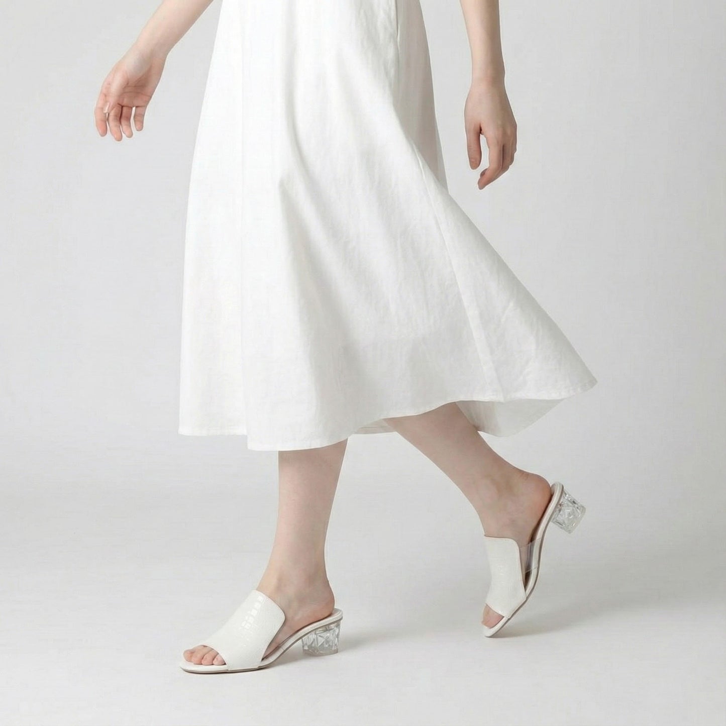 Bucharest Croc-Embossed City Slide Sandal Heeled