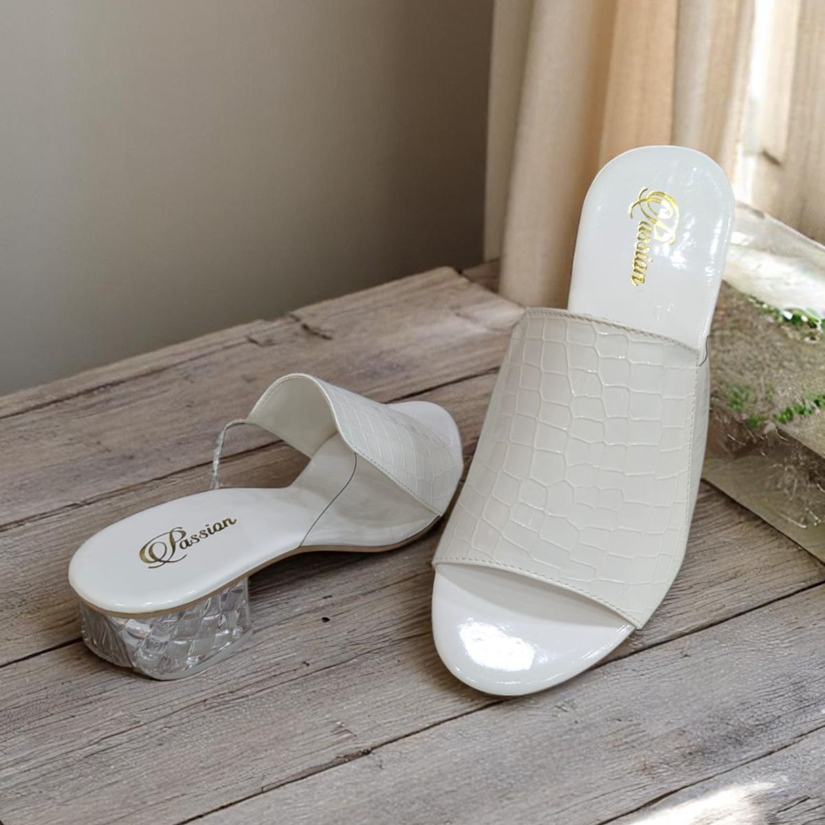 Bucharest Croc-Embossed City Slide Sandal Heeled